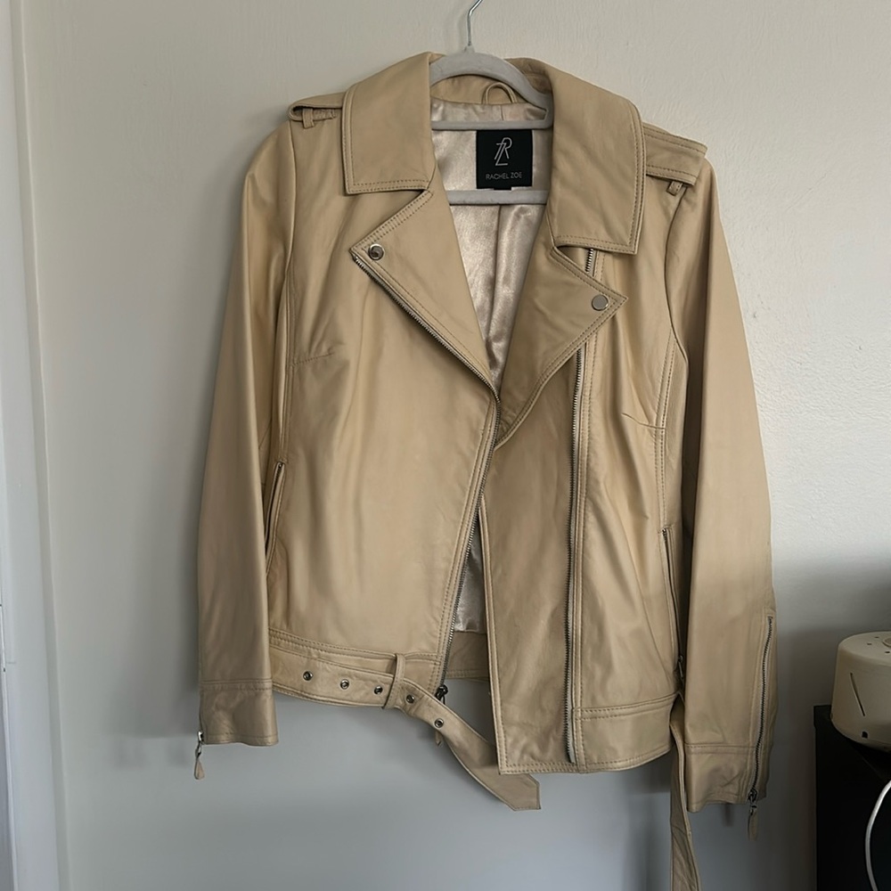 Rachel Zoe Leather jacket in she shade “butter”